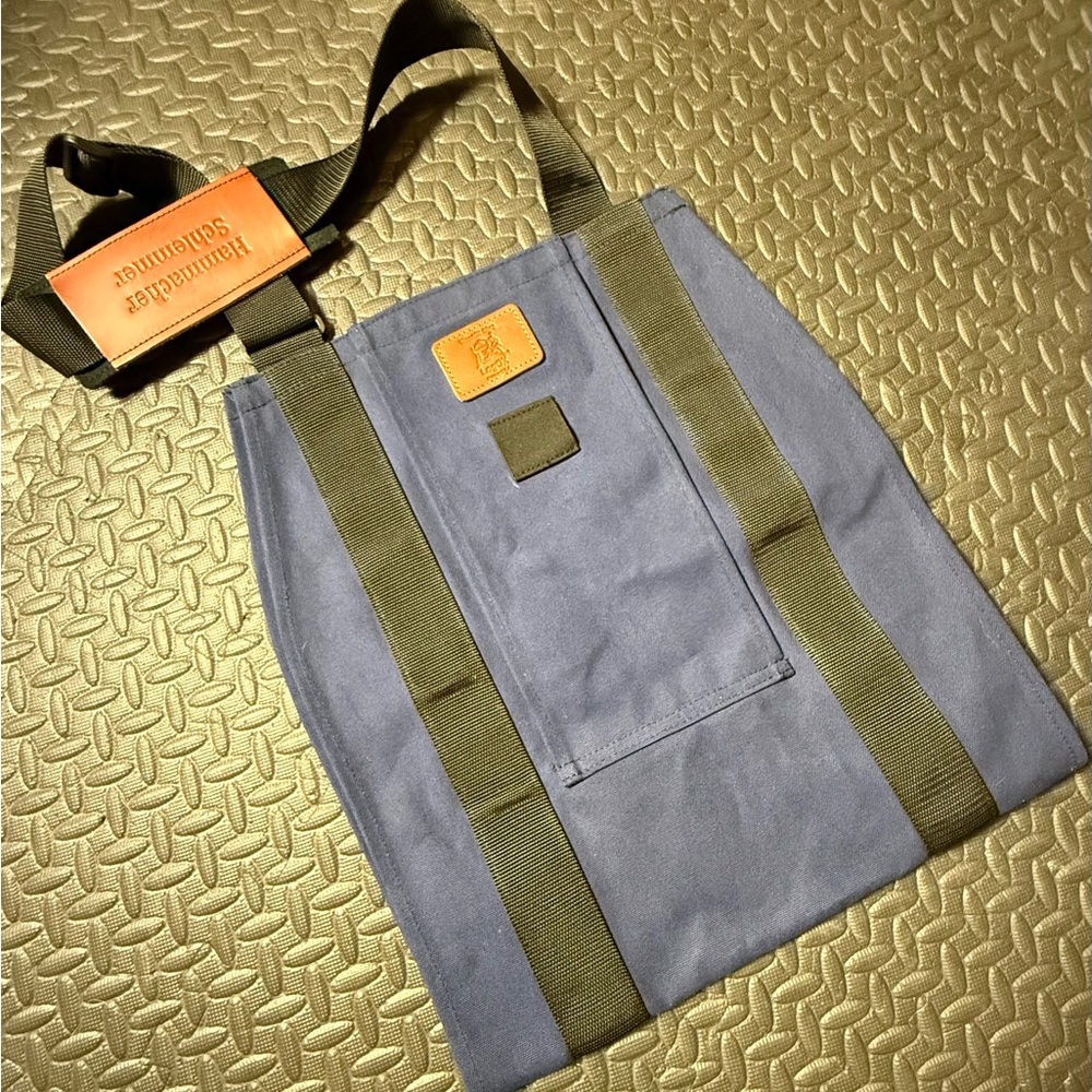 Hammacher Schlemmer Heavy Duty Canvas Log Carrier Tote With Leather Trim